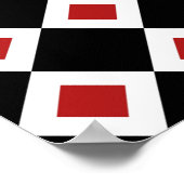 Zwart, wit, rood diamantpatroon poster (Hoek)