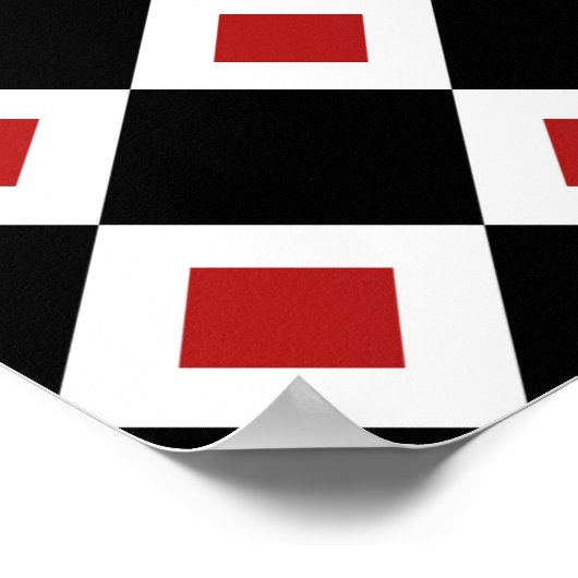 Zwart, wit, rood diamantpatroon poster (Hoek)