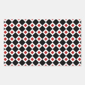 Zwart, wit, rood diamantpatroon rechthoekige sticker (Voorkant)