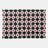 Zwart, Wit, Rood Diamantpatroon Theedoek (Horizontaal)
