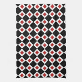 Zwart, Wit, Rood Diamantpatroon Theedoek (Verticaal)