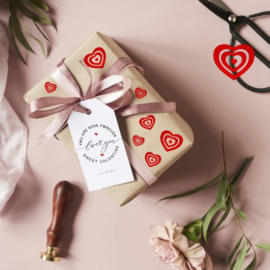 Zwart Wit Rood Eenvoudig Minimalistisch Liefde Val Cadeaulabel