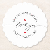 Zwart Wit Rood Eenvoudig Minimalistisch Liefde Val Kartonnen Onderzetters (Voorkant)