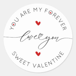 Zwart Wit Rood Eenvoudig Minimalistisch Liefde Val Ronde Sticker