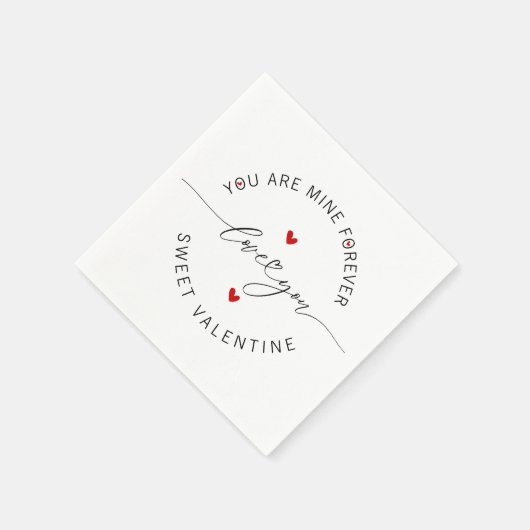 Zwart Wit Rood Eenvoudig Minimalistisch Liefde Val Servet (Hoek)