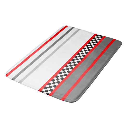 Zwart wit rood en grijs racen met de indruk badmat (Gekanteld)