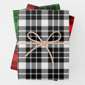 Zwart-wit, Rood en Groen Plaid Inpakpapier Vel (In situ)