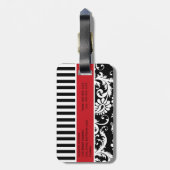 Zwart, wit, rood, gestreept Bagagelabel (Achterkant verticaal)
