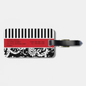 Zwart, wit, rood, gestreept Bagagelabel (Achterkant horizontaal)