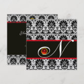 ZWART WIT ROOD GOUD DAMAST MONOGRAM Robijn Kaart (Voorkant / Achterkant)