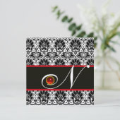 ZWART WIT ROOD GOUD DAMAST MONOGRAM Robijn Kaart (Staand voorkant)