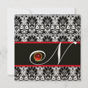 ZWART WIT ROOD GOUD DAMAST MONOGRAM Robijn Kaart