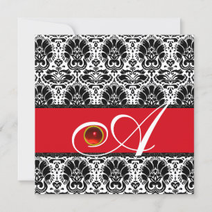 ZWART WIT ROOD GOUD DAMAST MONOGRAMM Robijn Kaart