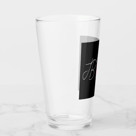 Zwart wit rood handschrift Monogram toevoegen Naam Glas (Rechts)