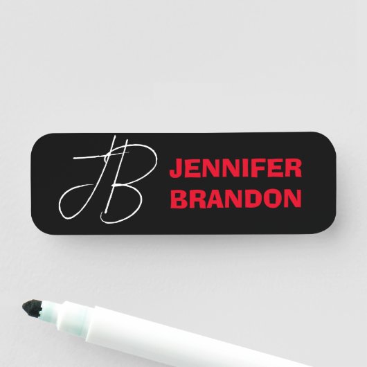 Zwart wit rood handschrift Monogram toevoegen Naam Naamplaatje (In situ)