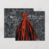 Zwart Wit Rood Jurk Zwart Rood Quinceanera Kaart (Voorkant / Achterkant)