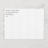 Zwart/wit/rood lint Damask Sla de datum op Aankondigingskaart (Achterkant)