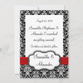 Zwart/wit/rood lint Damask Sla de datum op Save The Date (Achterkant)