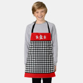 Zwart wit rood met speldenbrood schort (Gedragen)