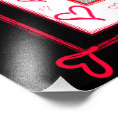 Zwart wit rood modern liefdeshart foto lijst afdruk (Hoek)