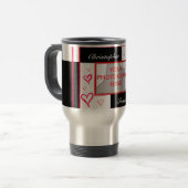 Zwart wit rood modern liefdeshart foto lijst reisbeker (Voorkant links)