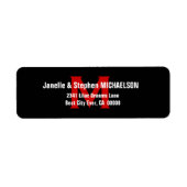 Zwart Wit Rood Modern Monogram VER 3 S306 Etiket (Voorkant)