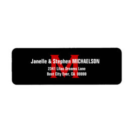 Zwart Wit Rood Modern Monogram VER 3 S306 Etiket