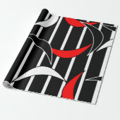 Zwart, wit, rood moderne kunst cadeaupapier (Uitgerold)