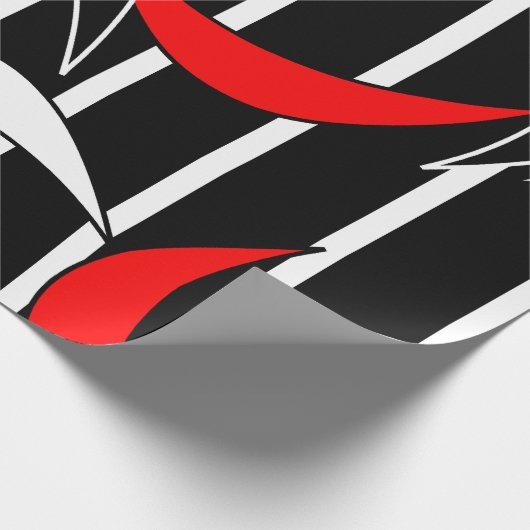 Zwart, wit, rood moderne kunst cadeaupapier (Hoek)