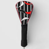 Zwart, wit, rood moderne kunst golfheadcover (Voorkant)