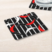 Zwart, wit, rood moderne kunst kartonnen onderzetters (Schuin)