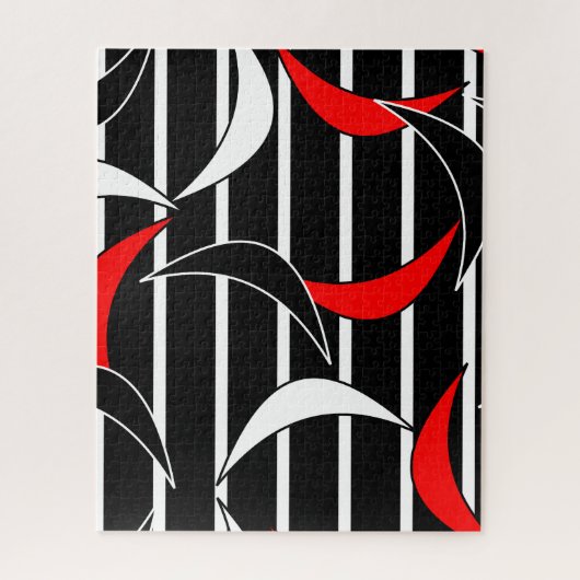 Zwart, wit, rood moderne kunst legpuzzel (Verticaal)