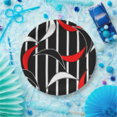 Zwart, wit, rood moderne kunst papieren bordje (Feest)