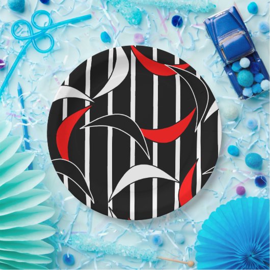 Zwart, wit, rood moderne kunst papieren bordje (Feest)