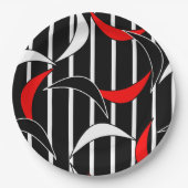 Zwart, wit, rood moderne kunst papieren bordje (Voorkant)