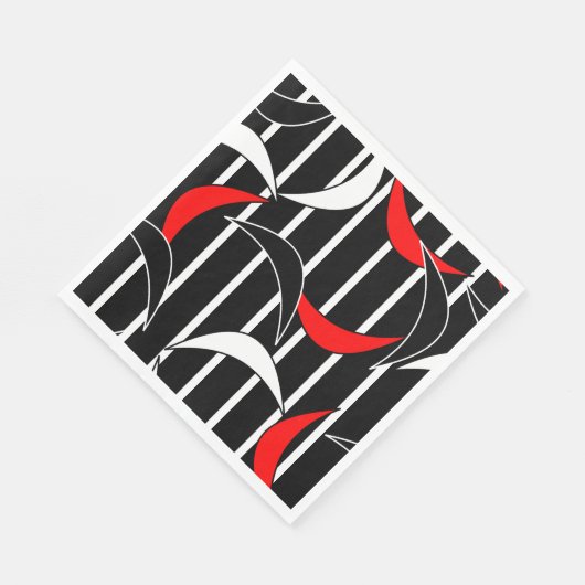 Zwart, wit, rood moderne kunst servet (Hoek)