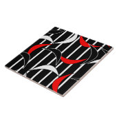 Zwart, wit, rood moderne kunst tegeltje (Zijkant)
