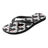 Zwart Wit Rood Moderne Vintage Patchwork Teenslippers (Schuin)
