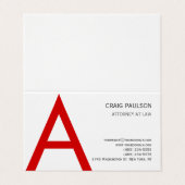 Zwart Wit Rood Monogram Initiaal Letter Attorney Visitekaartje (Buitenkant ongevouwen)