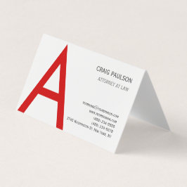 Zwart Wit Rood Monogram Initiaal Letter Attorney Visitekaartje