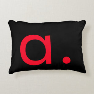 Zwart Wit Rood Monogram Initiaal Letter Modern Accent Kussen
