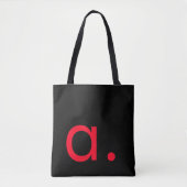 Zwart Wit Rood Monogram Initiaal Letter Modern Tote Bag (Voorkant)