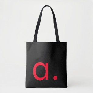 Zwart Wit Rood Monogram Initiaal Letter Modern Tote Bag