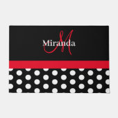 Zwart Wit Rood Monogram Script Polk Deurmat (Voorkant)