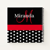 Zwart Wit Rood Monogram Script Polka Dots Recept Notitieboek (Achterkant)