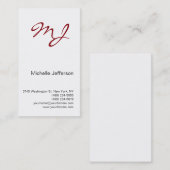 Zwart wit rood monogram verticaal Visitekaartje (Voorkant / Achterkant)