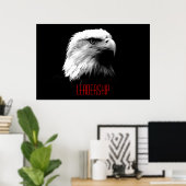 Zwart Wit Rood Motivatie Leiderschap Eagle Poster (Thuiskantoor)