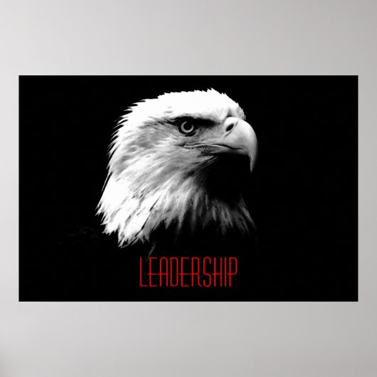 Zwart Wit Rood Motivatie Leiderschap Eagle Poster (Voorkant)