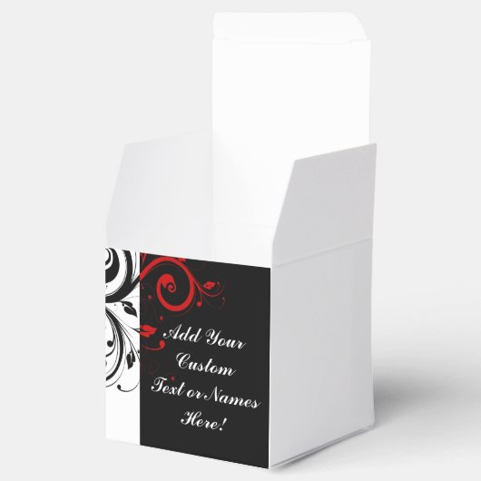 Zwart wit rood omgekeerd Zwirl Aangepast Bedankdoosjes (Geopend)