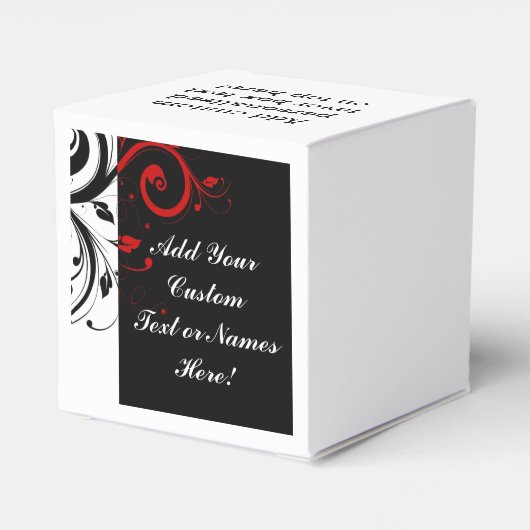 Zwart wit rood omgekeerd Zwirl Aangepast Bedankdoosjes (Achterkant)